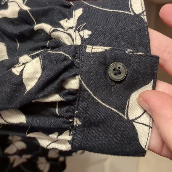 Cotton navy blue lands end long sleeve blouse - Picture 4 of 4